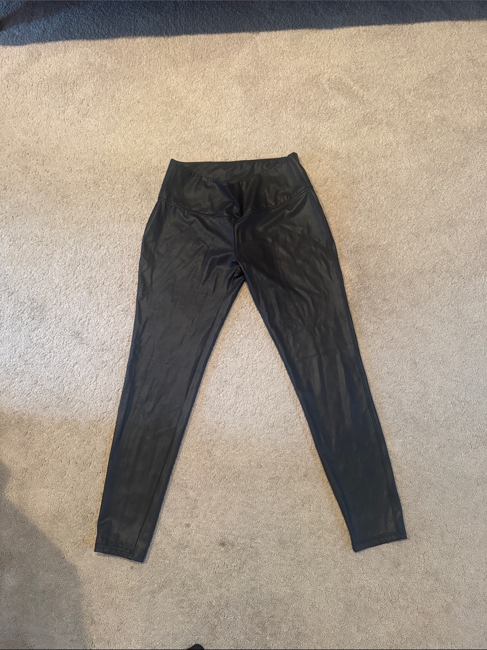 Time and Tru Black Faux Leather Leggings women nwt